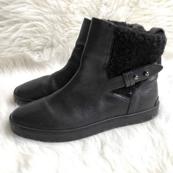 Rag & Bone Farling Black Leather Shearling Booties - Picture 3 of 9